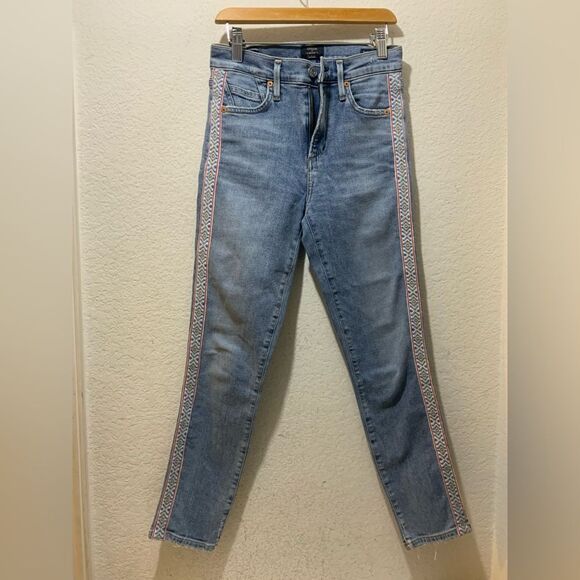 CITIZENS OF HUMANITY Women's Rocket Crop High Rise Skinny Chico Stripe Jean 24 - Picture 2 of 7